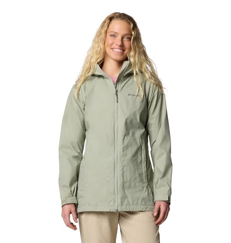 Columbia Womens Switchback II Lined Long Rain Jacket, Safari, Large