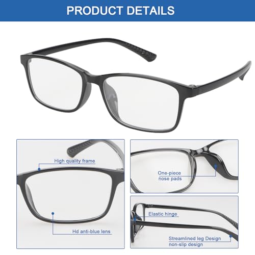Image of Baomain 2-Pack Anti-Reflective Reading Glasses - Lightweight Anti-Glare Computer Readers for Men /Women