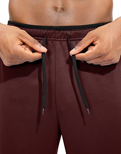 G Gradual Men's Sweatpants With Zipper Pockets Open Bottom Athletic Pants For Men Workout, Jogging, Running, Lounge (Dark Red, X-Large) #TOP4