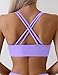 Tainehs Women's Push Up V Neck Bikini Tops Criss Cross Back Padded Bathing Suit Top Only Light Purple