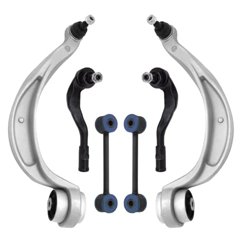 Image of Detroit Axle - Front End Kit for Porsche Macan Audi A4 A5 Quattro Allroad Q5 RS5 S4 S5, 2 Lower Rearward Control Arms with Ball Joint 2 Sway Bar End Links 2 Outer Tie Rods Replacement