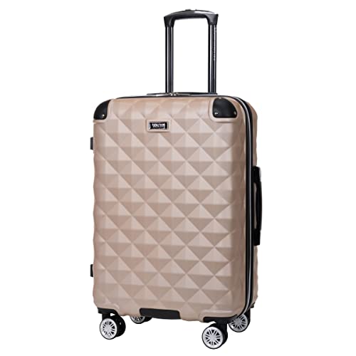 Image of Kenneth Cole REACTION Diamond Tower Collection Lightweight Hardside Expandable 8-Wheel Spinner Travel Luggage, Rose Champagne, 24-Inch Checked