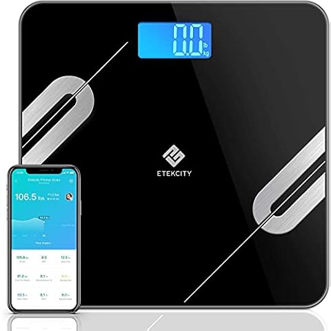 Etekcity Bluetooth Body Fat Scales, Digital Smart Wireless Weighing Weight Bathroom Scales, Body Composition Analyzer with Smart app for Body Weight, Body Fat, BMI, etc,28st/180kg/400lb, Black Cover
