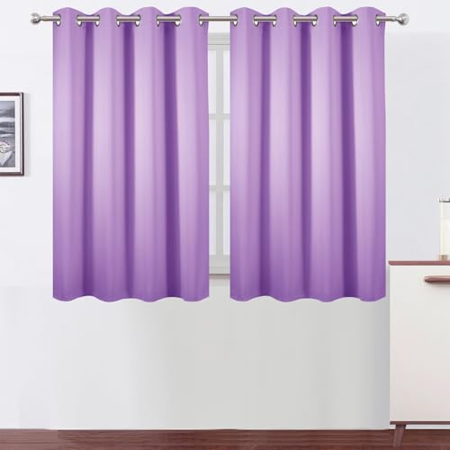 Image of LEMOMO Blackout Curtains 66 x 54 Inch Long Lavender Curtains Set of 2 Panels Room Darkening Curtains for Bedroom and Living Room