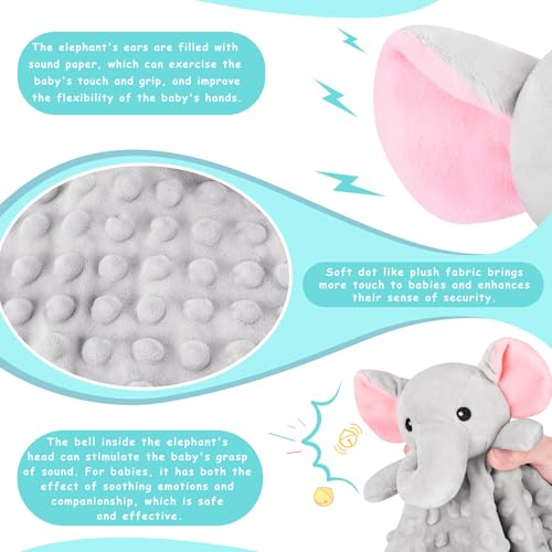 Image of Loveys for Babies,Soft Baby Security Blanket for Newborn Infant Toddler Snuggle Toy Stuffed Animal,Lovey Elephant Security Blankets Gifts Baby Unisex Birthday(Gray Elephant,12.4in)