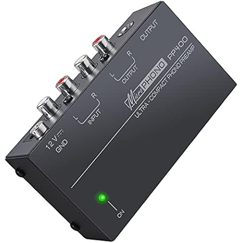 LiNKFOR Phono Preamplifier PP400 Phono Preamp Preamplifier with Certified Power Adapter Turntable Preamp Metal Shell RCA Input and Output Phono Preamplifier for Turntable Cover