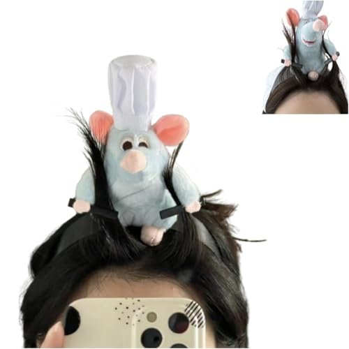 Ratatouille - Diadema para mujer, diseño de ratón de dibujos animados, tocado de peluche, accesorio de disfraz de animal de peluche, regalo para Navidad, amigos, fiesta de graduación