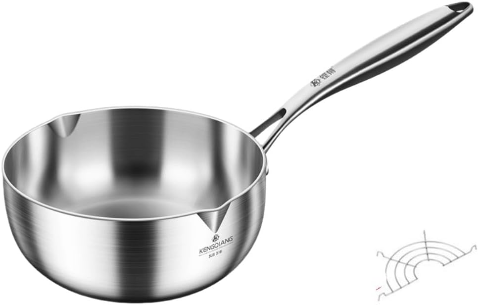 片手鍋雪平鍋 ステンレス鋼ベビーフードポット、スープポット、お手入れ簡単 IH対応ミルクポット、ノンコーティングノンスティック (蓋