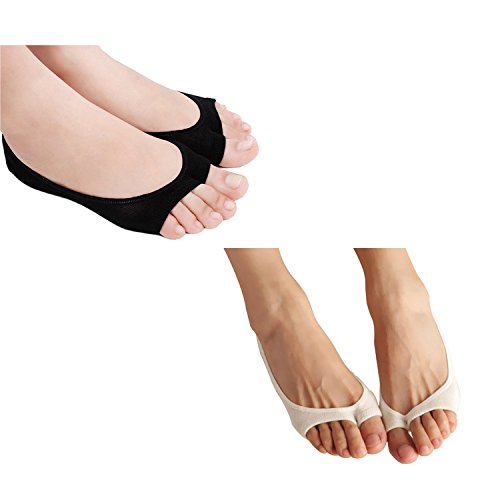 Image of seven wolves Womens Peep Toe Socks 6 Pairs, Toeless Cotton No Show Socks Non Slip Shoe Liner