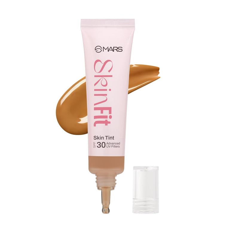 MARS Skinfit Skin Tint Foundation with SPF 30 | Lightweight & Soft Glow with Hyaluronic Acid | Buildable Coverage | Demi Matte Finish | Everyday Hydrating | 30 ml (10-ESPRESSO)-image-19