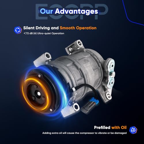 Image of ECCPP AC Compressor 2002-2004 Fit for Chevrolet Silverado 2500 3500 for GMC Sierra 2500 3500 AC Compressor with Clutch Rapid Cooling