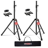 5 Core Speaker Stand Tripod Heavy Duty Adjustable Pair for PA DJ Stage & Event Telescoping Height up to 54″ Universal 35 mm Mount with Carry Bag - SS HD 2 PK 4.5 FT BLK WB