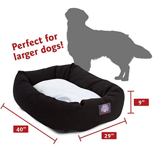 Image of 40 inch Black & Sherpa Bagel Dog Bed By Majestic Pet Products