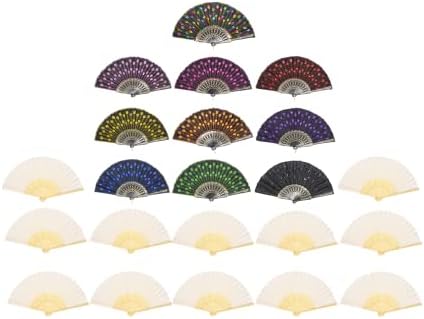 Leehome Folding Hand Fans for Women - 22pcs Silk Fans - for Church Wedding Fans, Party Favors, DIY Decorations.