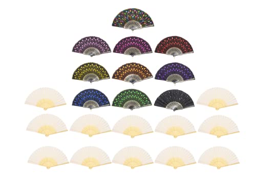 Leehome Folding Hand Fans For Women - 22Pcs Silk Fans - For Church Wedding Fans, Party Favors, Diy Decorations. #TOP3