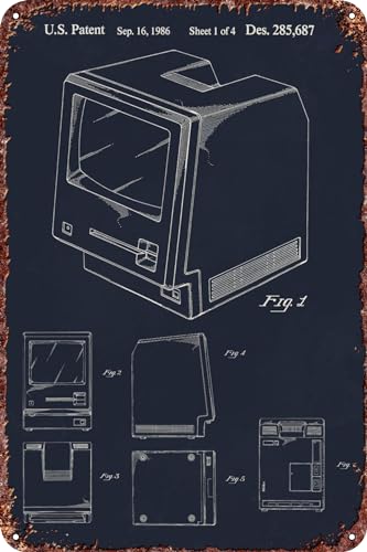 FYELVO Targa in metallo con scritta 'Apple Macintosh', divertente poster per computer, decorazione da parete per esterni e casa, 20,3 x 30,5 cm