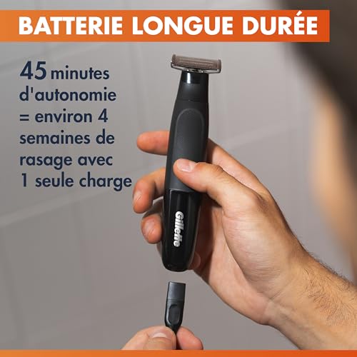 Rasoir électrique pour homme GILLETTE Fusion One 3 peignes 125 mm 45 min autonomie 100% étanche - vue 8