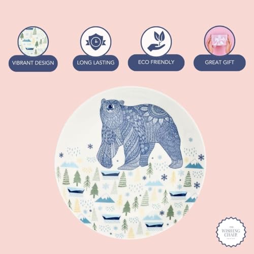 Image of The Wishing Chair | Animal Illustrative Series Wall Plate - Bear | Decorative Ceramic Plate | Unique Bear Design | Perfect for Home Decor | Great Gift Idea