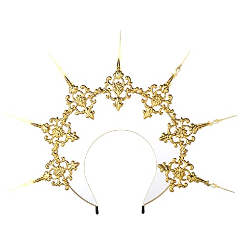 BLESSUME Unisex Halo Crown Mary Goddess Headband Halloween Reenactment Costume Headwear (Gold 23)