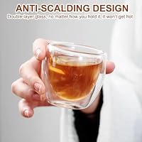 WDKXCN Latte Macchiato Gläser Doppelwandig, Espressotassen Set (6 x 80 ml) mit 6 Löffel, Espresso Gläser Doppelwandig, Espressogläser Set für Latte, Iced Americano, Milch, Bier – Ansicht 5