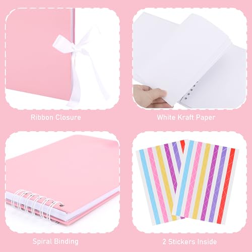 Álbum de recortes de 6" x 8,5", con 40 páginas en blanco, cubierta rosa de cartón kraft, para fotos, álbum de recuerdos para bebé, boda, familia, viajes y graduación miniatura 3