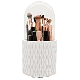 scicent Make Up Kosmetik Organizer, 360 drehbarer Make-up-Pinselhalter, Organizer, transparent, staubdicht Weiß
