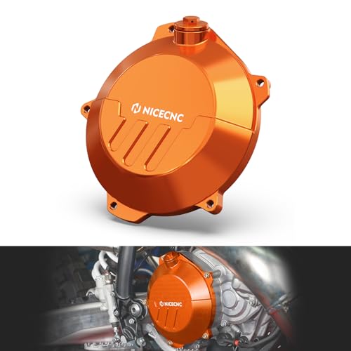 NICECNC Orange Dirt Bike Reinforced Clutch Cover Compatible with KTM 250 300 XC SX 2023-2024 250 300 EXC XCW 2024 450 SMR 250 350 450 SXF XCF 2023-2024,Aluminum See Fitment