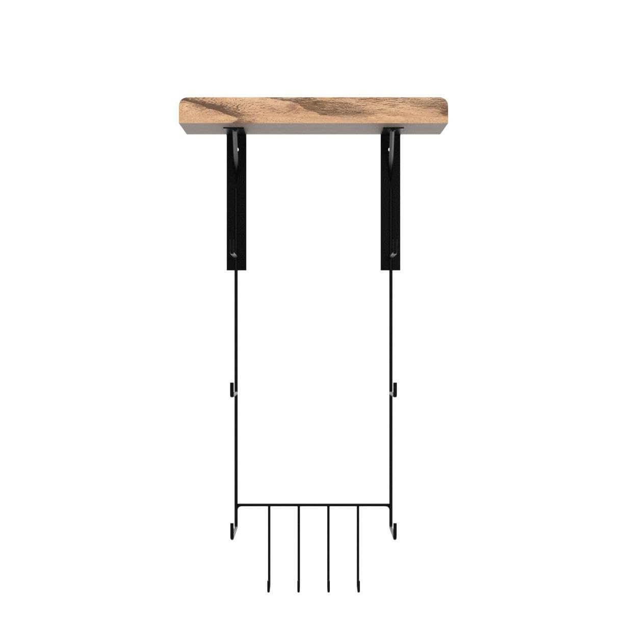 Soporte para esterilla de yoga, soporte de pared, accesorios de gimnasio en casa con estantes flotantes de madera y 4 ganchos para colgar rodillo de espuma y bandas de resistencia en clase de fitness