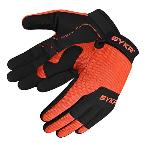 BYKR All-Weather Motorcycle Gloves for Men & Women &ndash; Protection for Dirt Bike, BMX, MX, and ATV Riding &ndash; Orange L