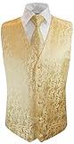 Hochzeitsweste mit Krawatte Paul Malone Hochzeitsweste + Krawatte Gold Creme floral - Bräutigam Hochzeit Herren Weste Gr. 50 S
