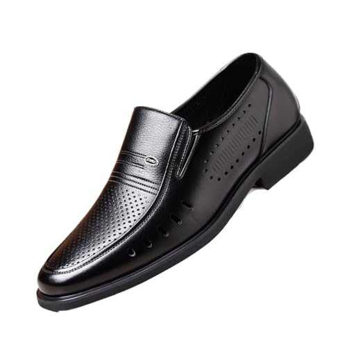 Men's Business Casual Breathable Leather Shoes Oxfords(Black,46)2