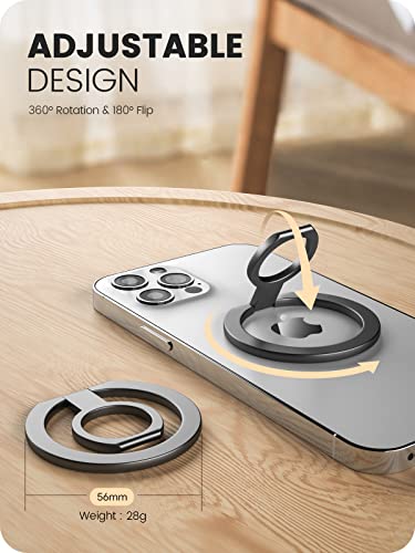 A-Lugei【Removable Wireless Charging】 Magsafe Ring, 【Foldable & Detachable】 Magnetic Cell Phone Ring Holder Finger Kickstand, 【14 Strong Magnets】 Phone Holder For Hand Mag Safe Iphone Ring Holder Grip #TOP4