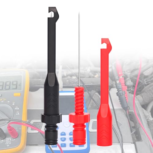 KAWISH 2Pack Wire Piercing Probe Clip, Insulation Puncture Probe, Power Multimeter Piercing Probes for 4mm Banana Plug Extension Test Leads,Diagnostic Tester (A)