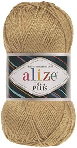 100% Microfiber Acrylic Alize Diva Plus Silk and Mercerized Effect Knitting 3 DK & Light Worsted Crochet Yarn Lot of 4 Ball skeins 400gr 962 yds Color (298 - Caramel)