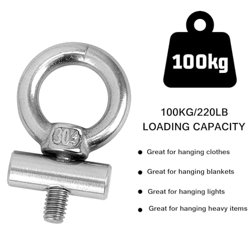 10PCS Awning Rail Stoppers 6mm with 10 Carabiners, 304 Stainless Steel Rv Awning Hooks for Lights Camping Awning Accessory Hangers Awning Piping Stopper for RVs, Tents