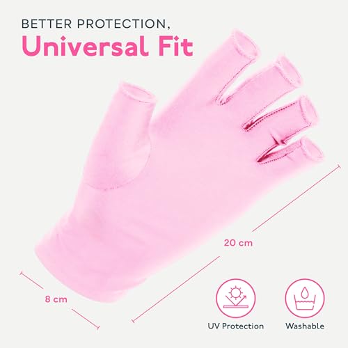 SUNUV UV-Handschuhe für Gelnägel, UPF 50 Anti-UV-Handschuhe für Gel-Nagellampen, professionelle UV-Schutz-Handschuhe für Nageltechniker (Rosa)