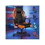 ELFORDSON Gaming Chair, Video Game Chairs, Ergonomic Computer Desk Office Chairs Racing Style, Adjustable Height & Tilt, 360° Swivel, Breathable Mesh & PU Leather, Home Office Esports, Orange