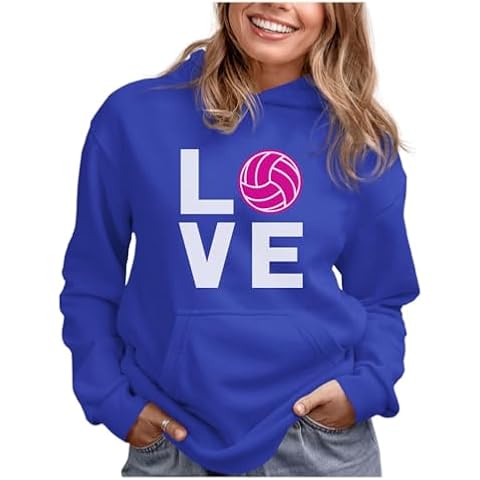 Tstars Love Volleyball Hoodies for Women Teen Girls Gifts for Fans Team Players Sweatshirt Hoodie Small Royal Cover
