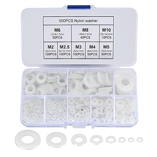 500 Piezas Arandela Plana de Nylon, Arandela Plana Aislante Redondo, Juntas Toricas para Arandelas Mecánicas - Blanco, M2/M2.5/M3/M4/M5/M6/M8/M10