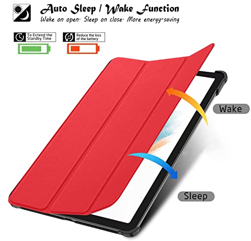Image of Robustrion Smart Trifold Hard Back Flip Stand Case Cover for Samsung Galaxy Tab A8 10.5 inch [SM-X200 /X205 /X207] 2022 - Red