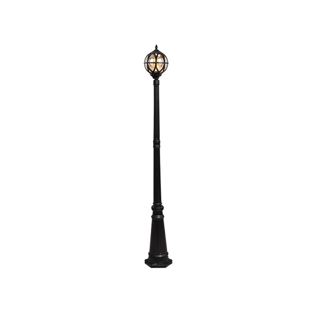 GTHTUHFD Creative Retro Glass Globe Ball High Pole Light E27 Single Head Street Pillar Light Aluminum Path Column Lamp Outdoor Ip55 Waterproof Garden Balcony Lawn Decorative Post Ligh,210cm