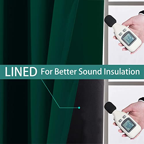 Image of Yakamok 100% Blackout Curtain for Bedroom,Thermal Insulated Drapes with Black Liner Full Room Darkening Energy Efficiency Window Curtains for Living Room(52Wx84L,Dark Green, 2 Panels)