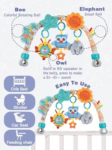 Image of Pau1Hami1ton Baby Stroller Arch Toys, Car Seat Toys,Baby Gifts.S-19(Blue Owl)