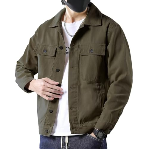 Image of SANGTREE Men's Trucker Jacket Lightweight Jacket Cotton Casual Outerwear With Pockets