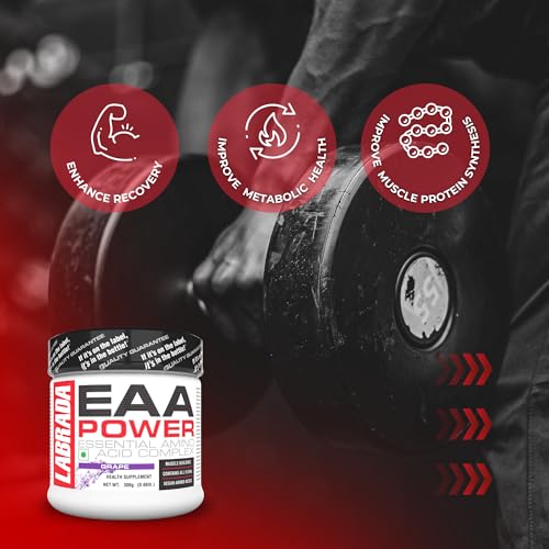 Image of Labrada EAA Power Essential Amino Acid Complex, Grape, 300g (30 Servings | 6.56g EAAs | Muscle Building | Vegan)