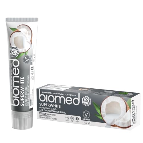 Biomed Superwhite 97% Natural Whitening Toothpaste | Enamel Strengthening | Coconut Flavour Vegan SLES Free 100g