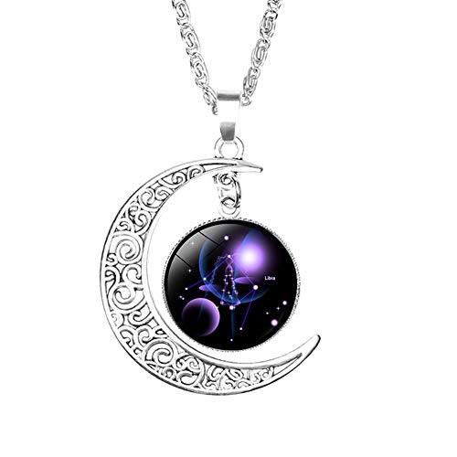 Preisvergleich Produktbild Skyeye Zwölf Konstellationen Hohle halbmond Förmige Legierungs Halskette Ketten Schmuck Geschenk für Frauen Mädchen Freundin Mutter Tochter Waage