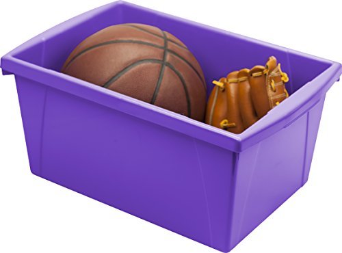 Image of Storex 5.5 Gallon Storage Bin - Plastic Classroom Organizer for Books and Supplies, Violet, 6-Pack (61486F06C)