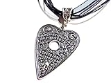 Silvertone Ouija Planchette Pendant on Organza Ribbon & Cord Choker gothic spirit board 16 to 18' necklace