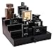 Fengligoo Black Cologne Organizer for Men - 4 Tier Wooden Perfume Display Stand with Drawer and Hidden Compartment for Organizing and Storing, Cologne Holder Shelf for Dresser